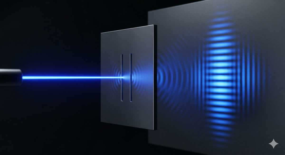 Experimento doble rendija mostrando el patrón de interferencia cuántico