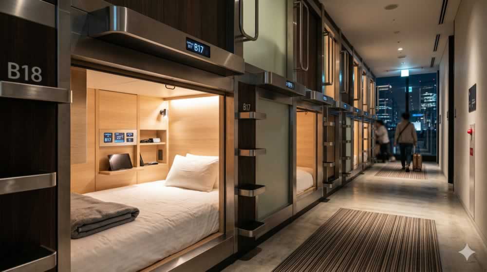 hoteles cápsula en Japón