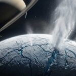 Océano de Encélado géiseres de vapor brotando de la superficie de la luna de Saturno