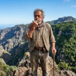 Silbo Gomero practicado por un hombre en un barranco de las Canarias